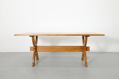 Mesa de Comedor Brutalista de Roble de Bram Sprij para Sprij Meubelen Nederland con Base en X