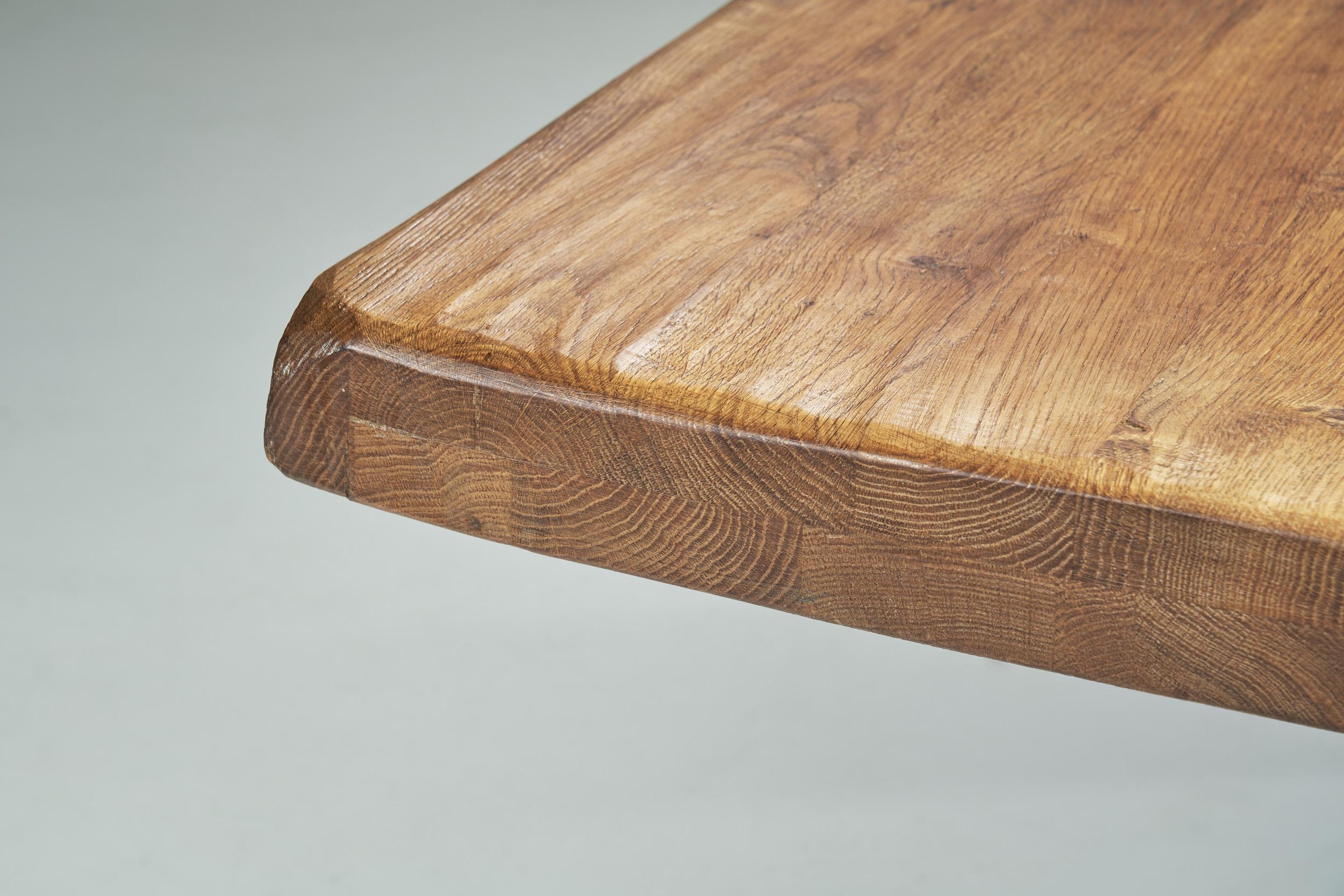 Brutalist Oak Dining Table by the Puydt, Belgium, 1970s 4