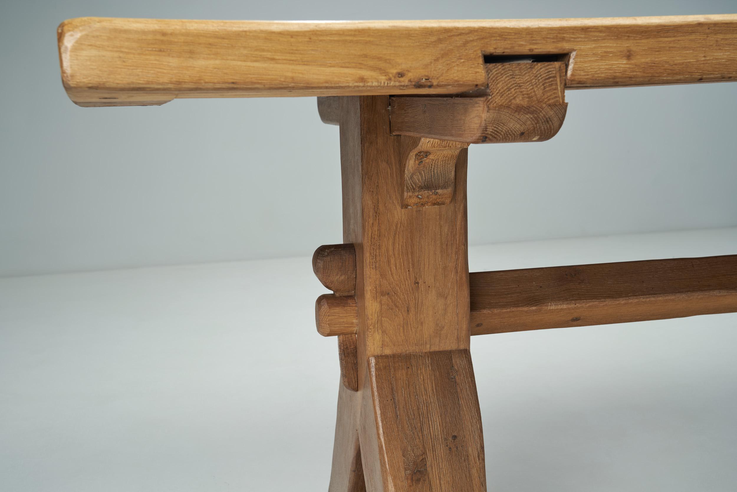 Brutalist Oak Dining Table by the Puydt, Belgium, 1970s 6