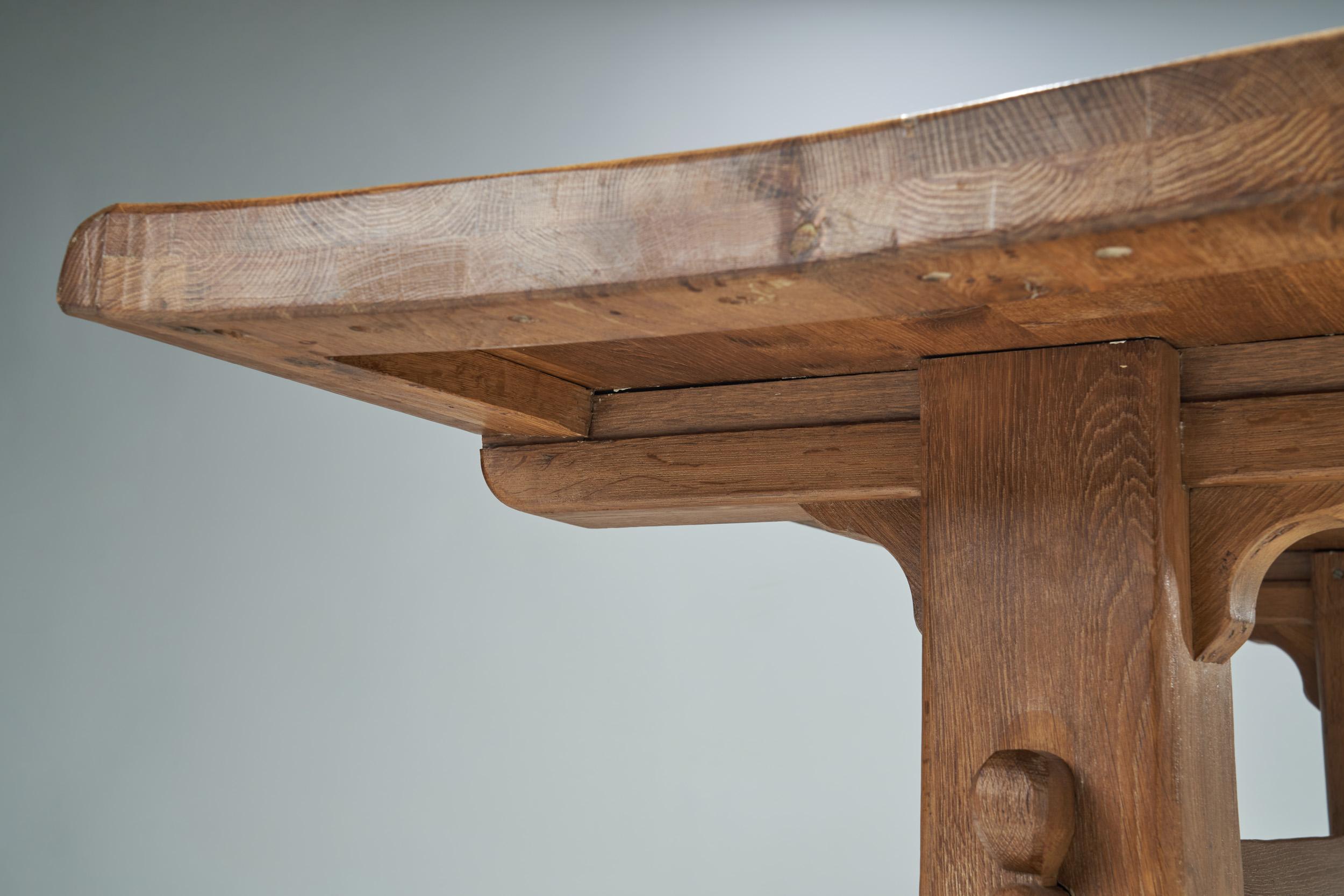 Brutalist Oak Dining Table by the Puydt, Belgium, 1970s 8