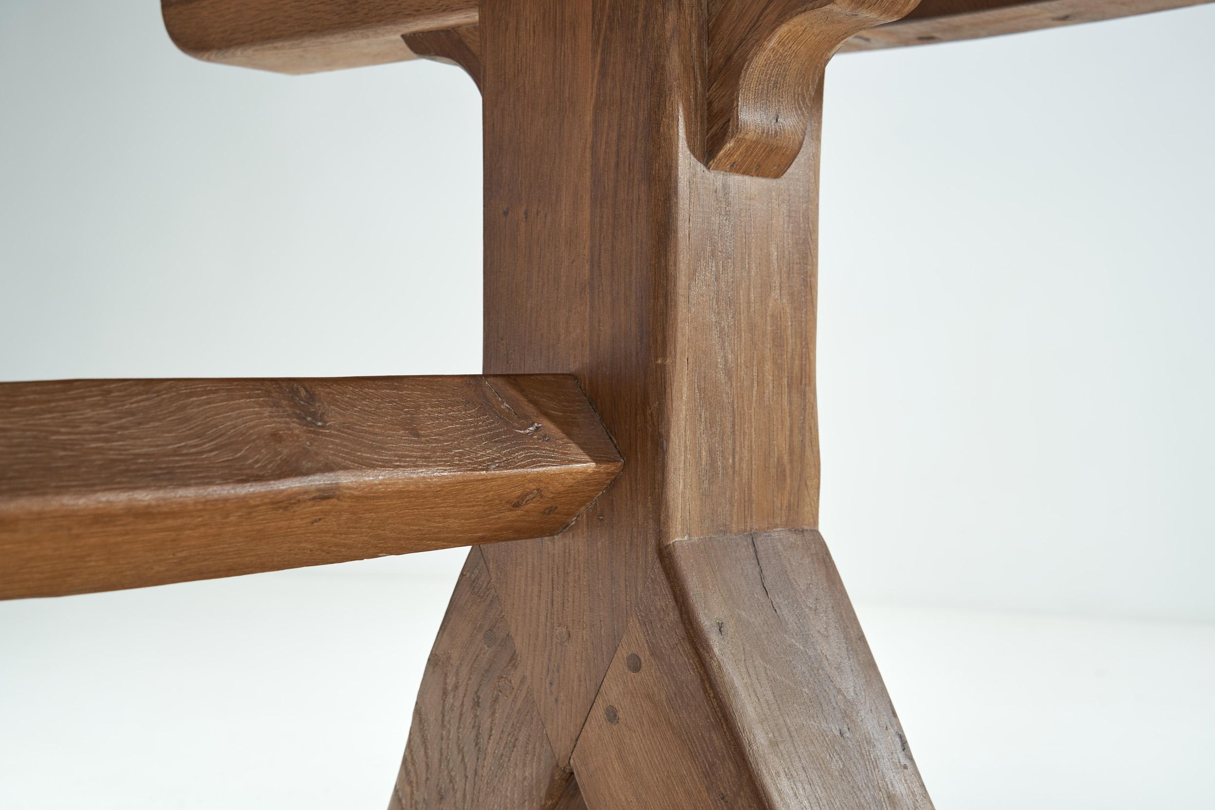 Brutalist Oak Dining Table by the Puydt, Belgium, 1970s 11