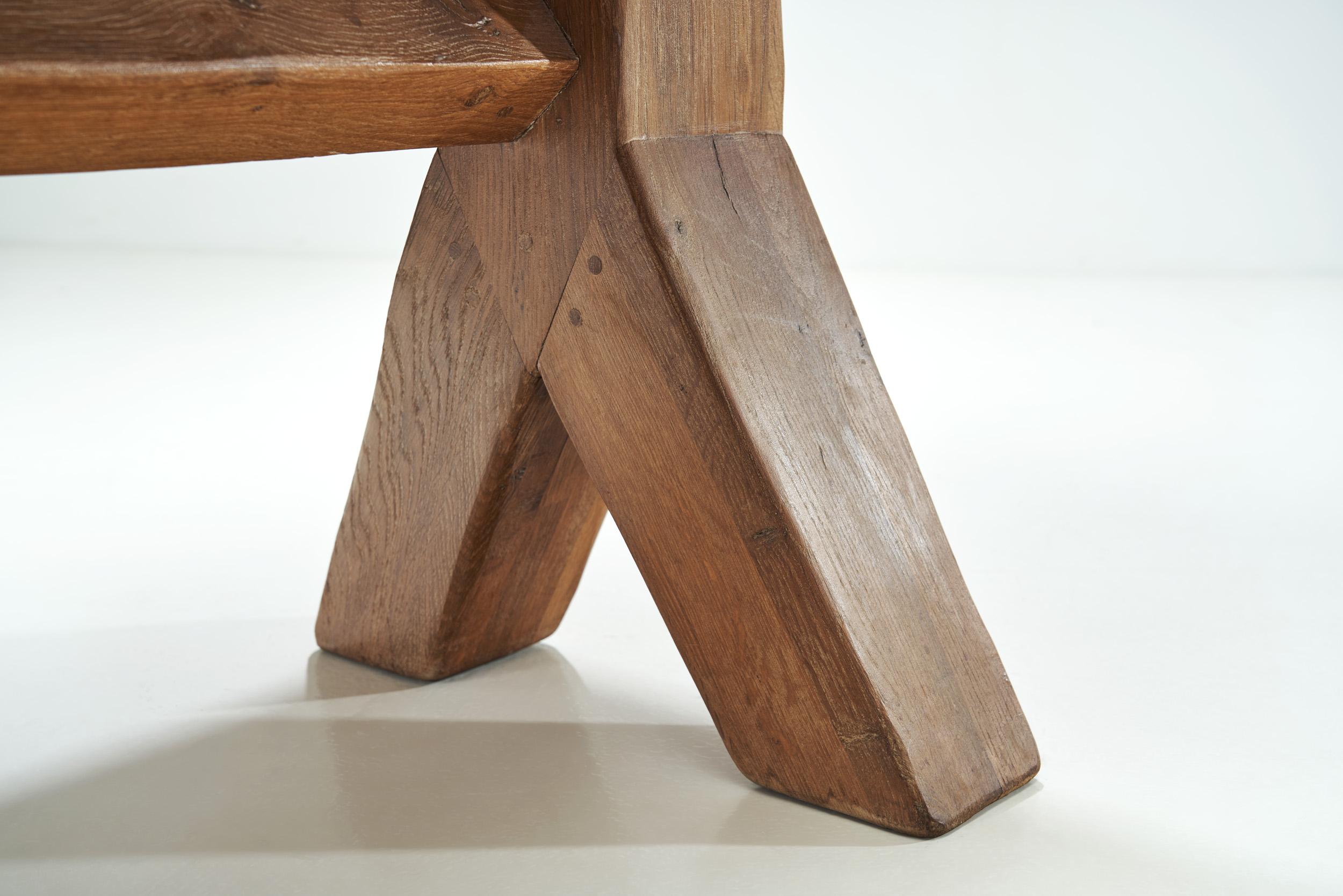 Brutalist Oak Dining Table by the Puydt, Belgium, 1970s 12