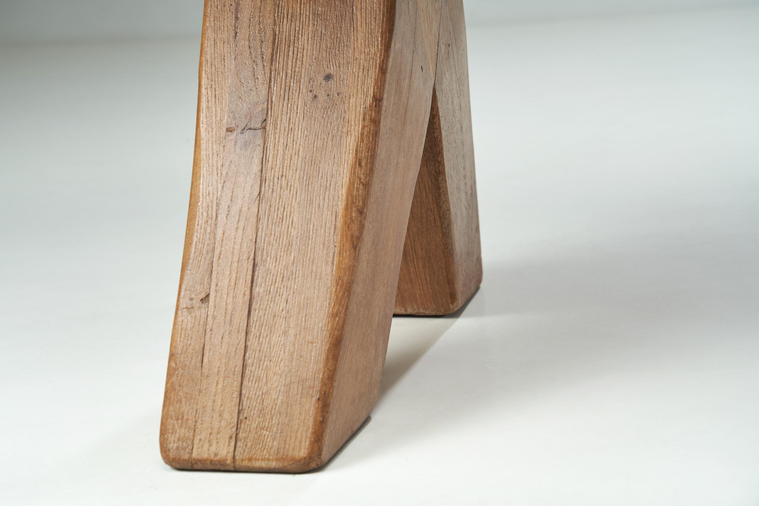 Brutalist Oak Dining Table by the Puydt, Belgium, 1970s 13