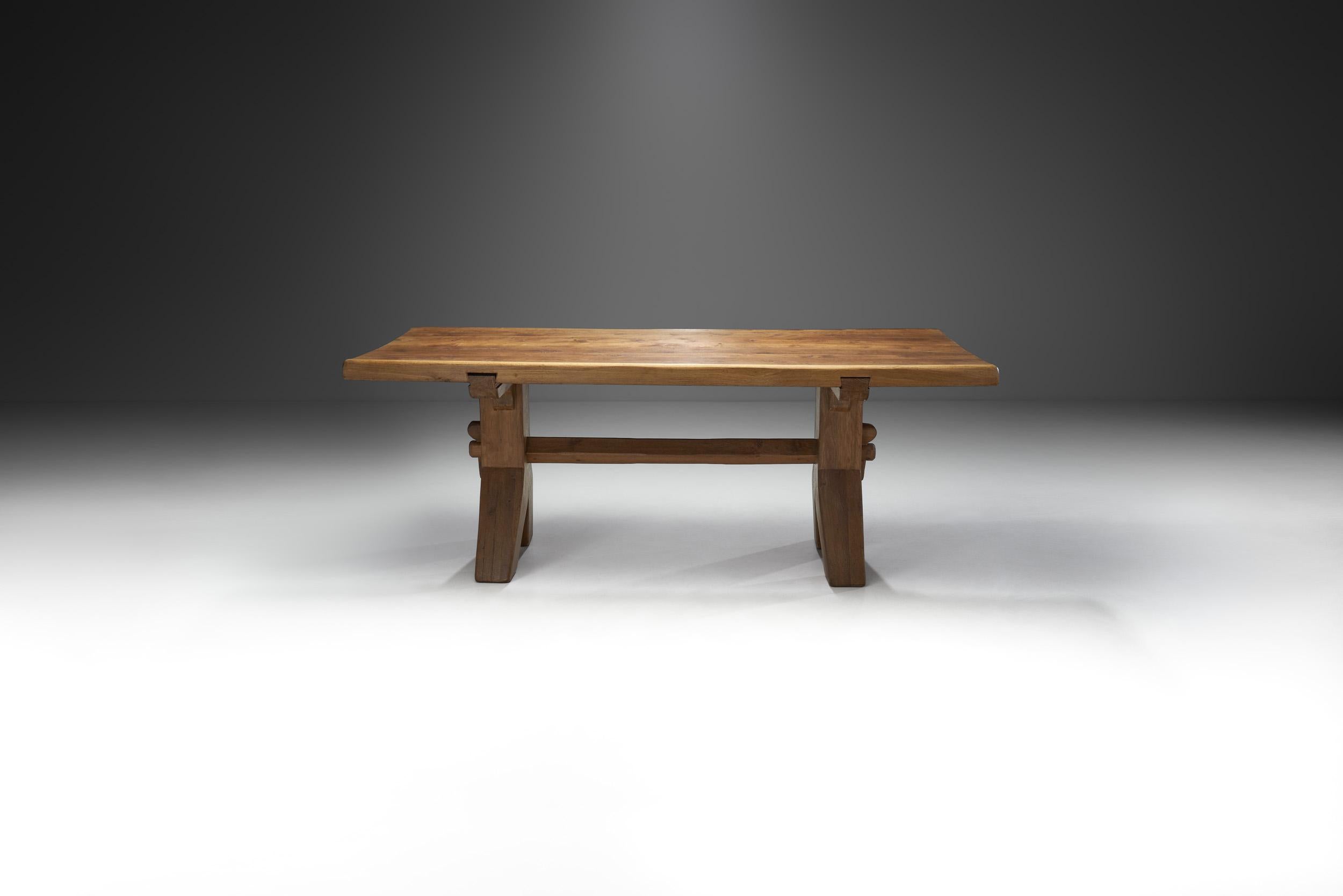 Belgian Brutalist Oak Dining Table by the Puydt, Belgium, 1970s