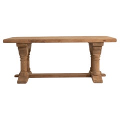 Brutalist Oak Dining Table, France, Circa 1970