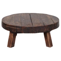 Brutalist Oak Dutch Mid-Century Circular Coffee Table