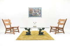 Brutalist Oak Fireside Chairs by Dittmann & Co for AWA, Set of 2