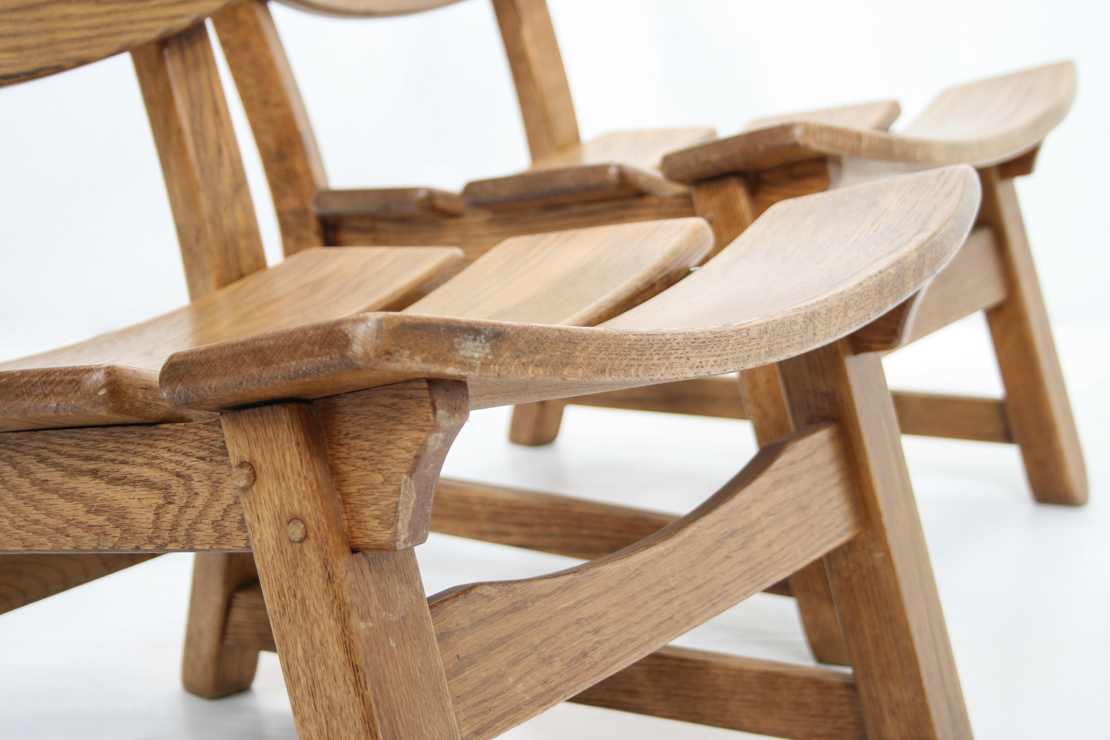 Brutalist Oak Fireside Chairs by Dittmann & Co for AWA, Set of 2 For Sale 2