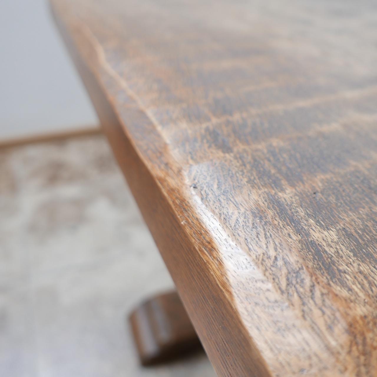 Brutalist Oak French Dining Table 1