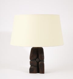 Brutalist Oak Lamp, France 1950's
