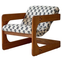 Brutalist Oak Lounge Chair by Lou Hodges