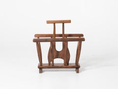 Porte-revues brutaliste en Oak, French mid 20th Century