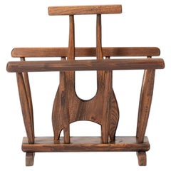 Porte-revues brutaliste en Oak, French mid 20th Century