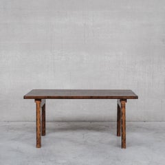 Brutalist Oak Mid-Century Dutch Dining Table