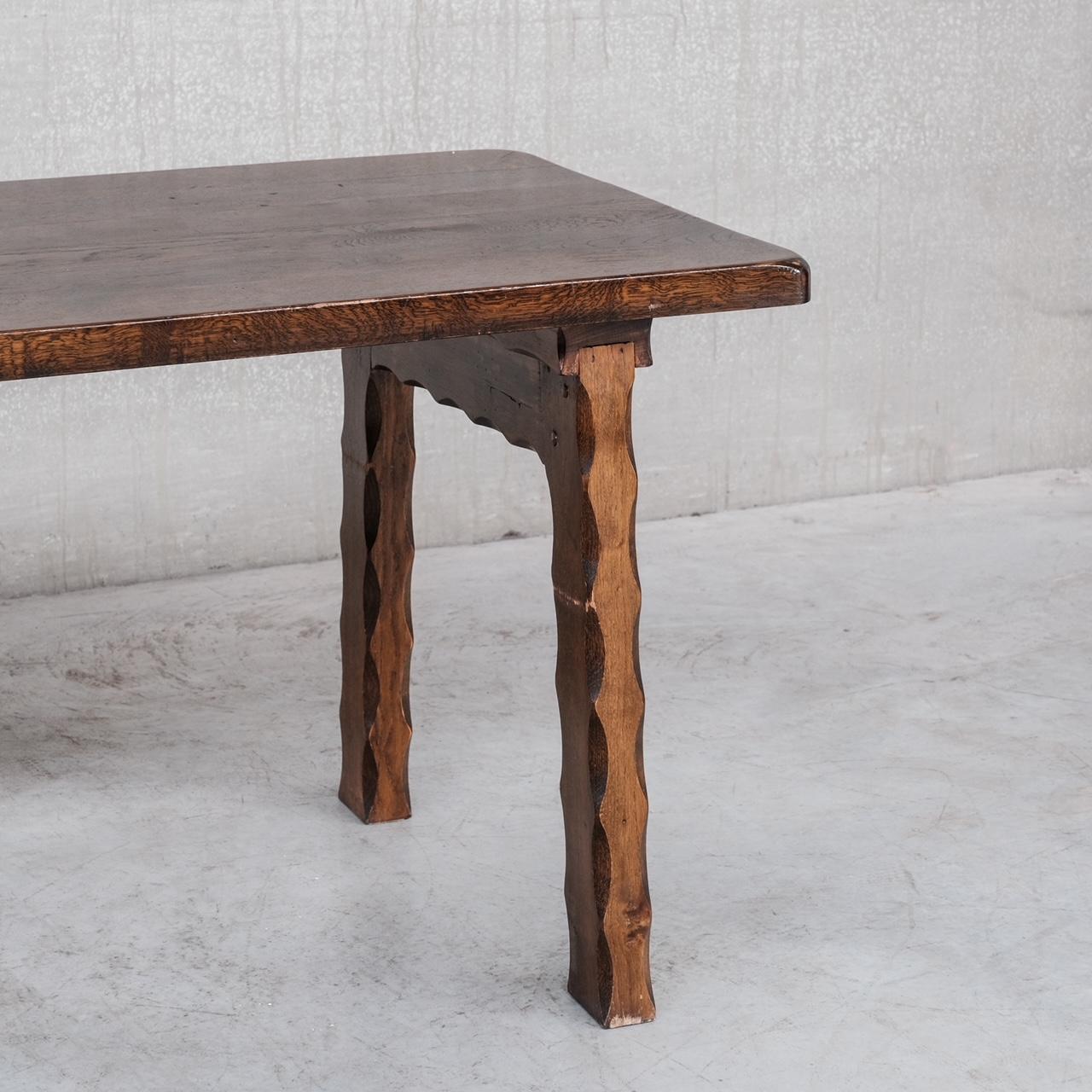 Brutalist Oak Mid-Century Dutch Dining Table In Good Condition In London, GB