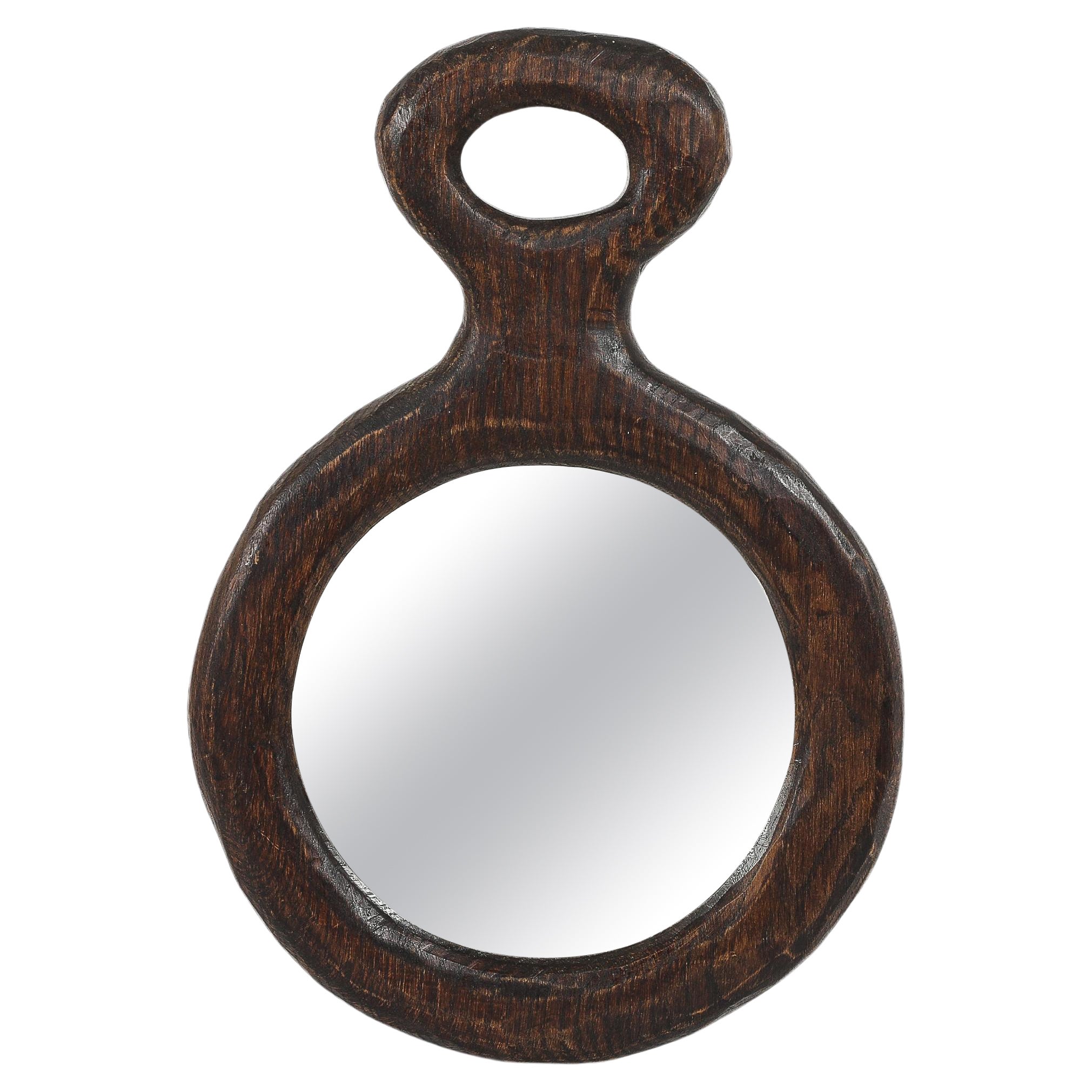 Brutalist Oak Mirror, France 1950's