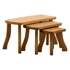 Brutalist Oak nesting tables, 70s.