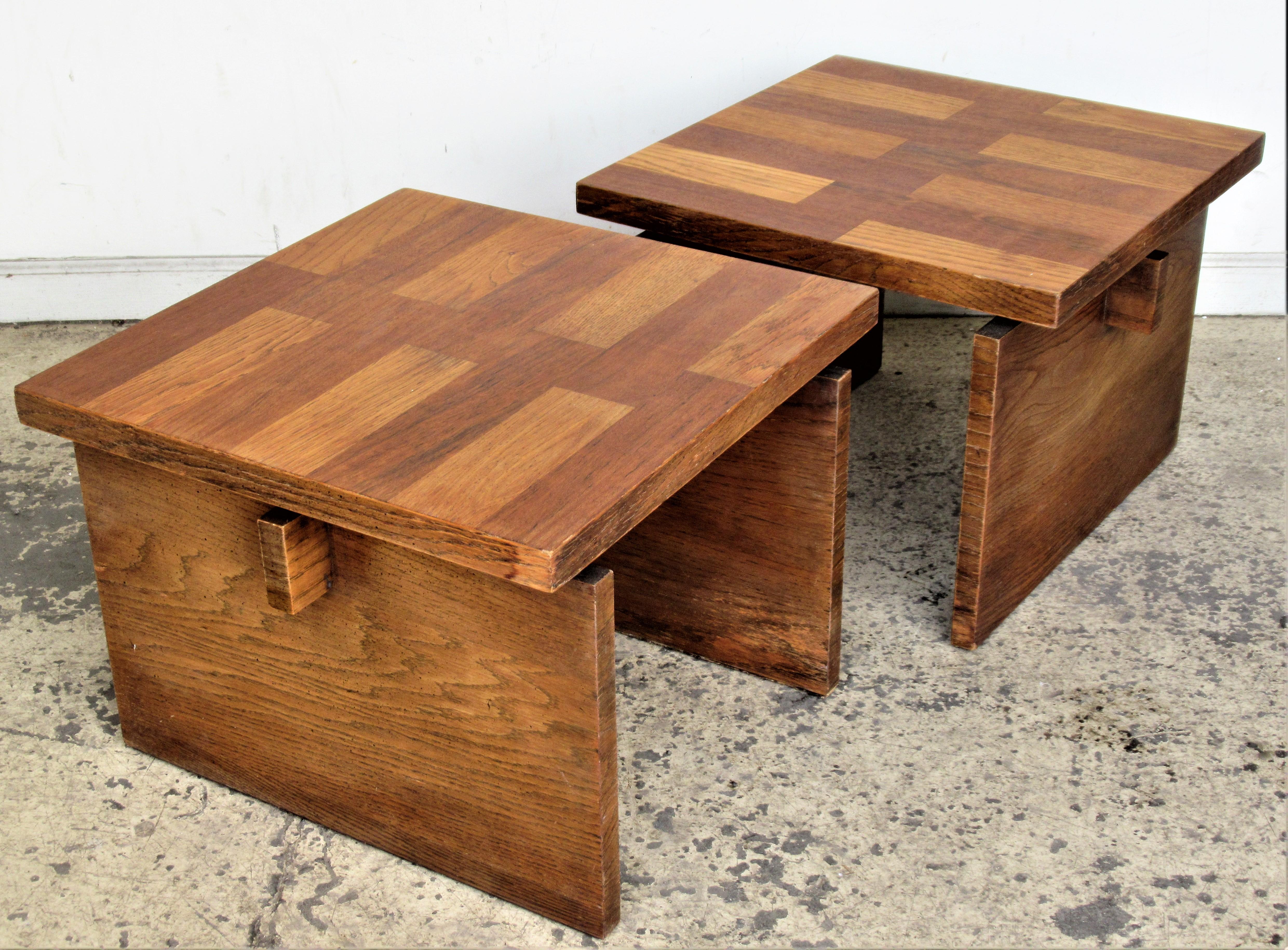 Oak Parquet Design End Tables by Lane Furniture 3