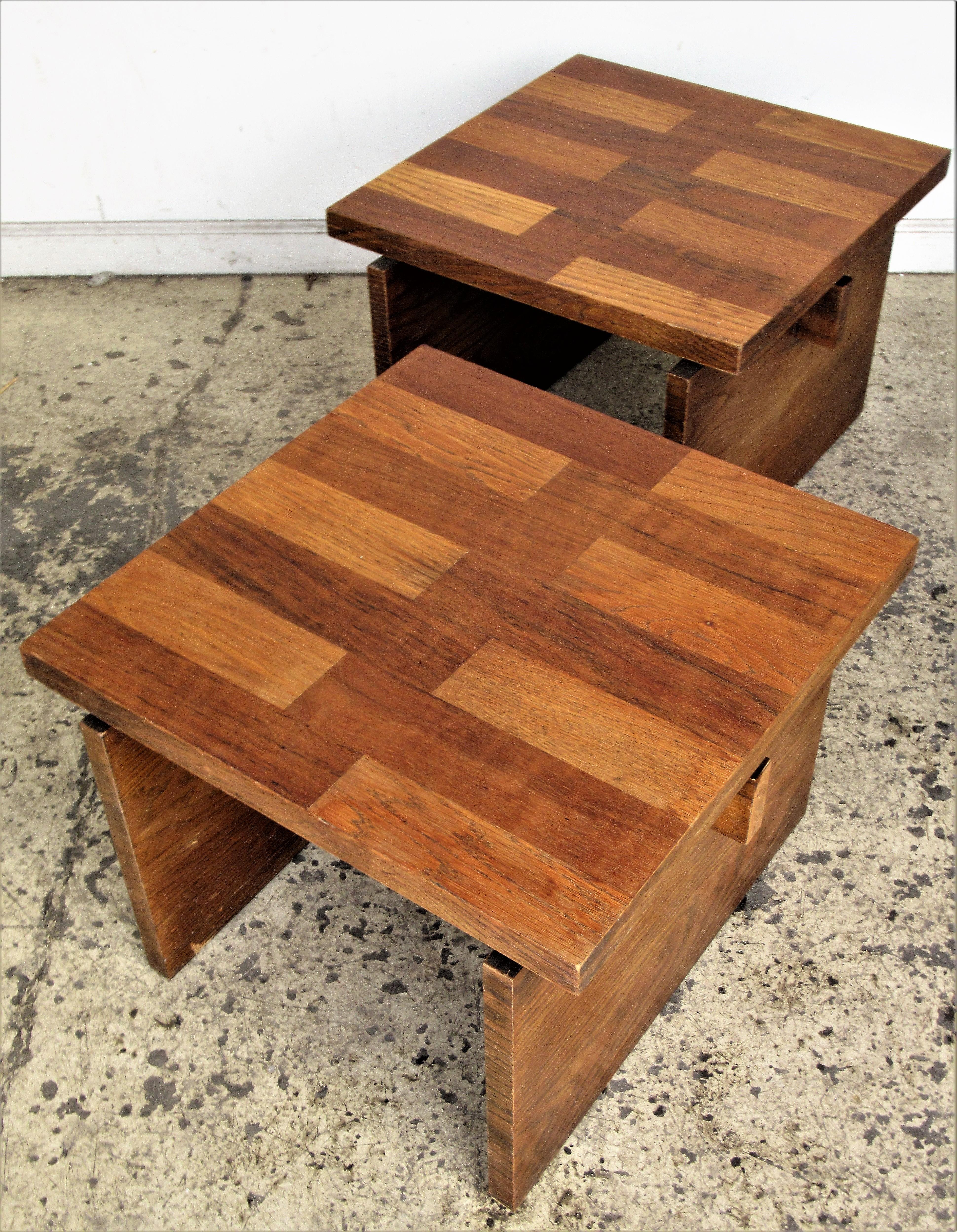  Oak Parquet Design End Tables by Lane Furniture 4