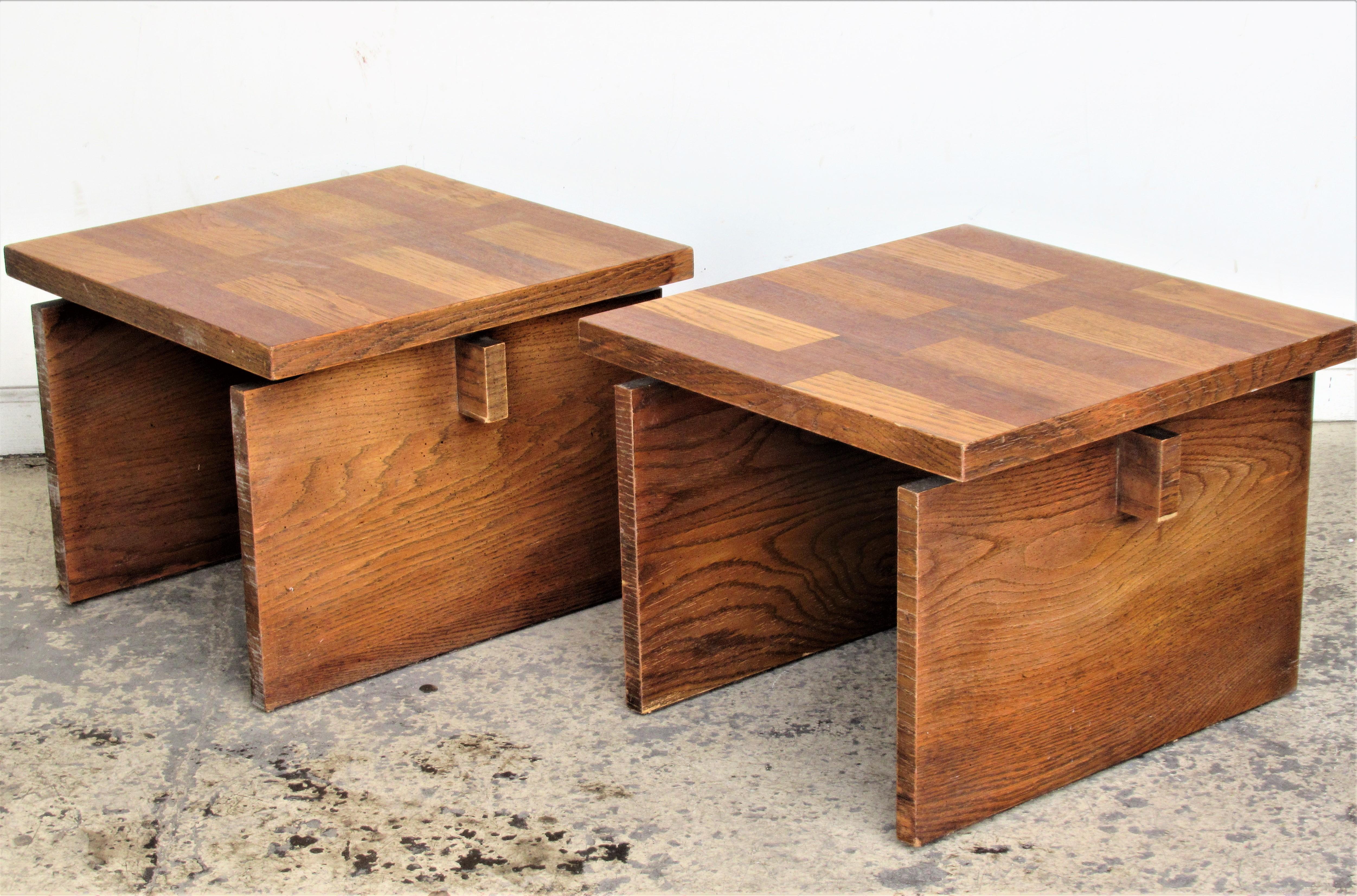  Oak Parquet Design End Tables by Lane Furniture 8