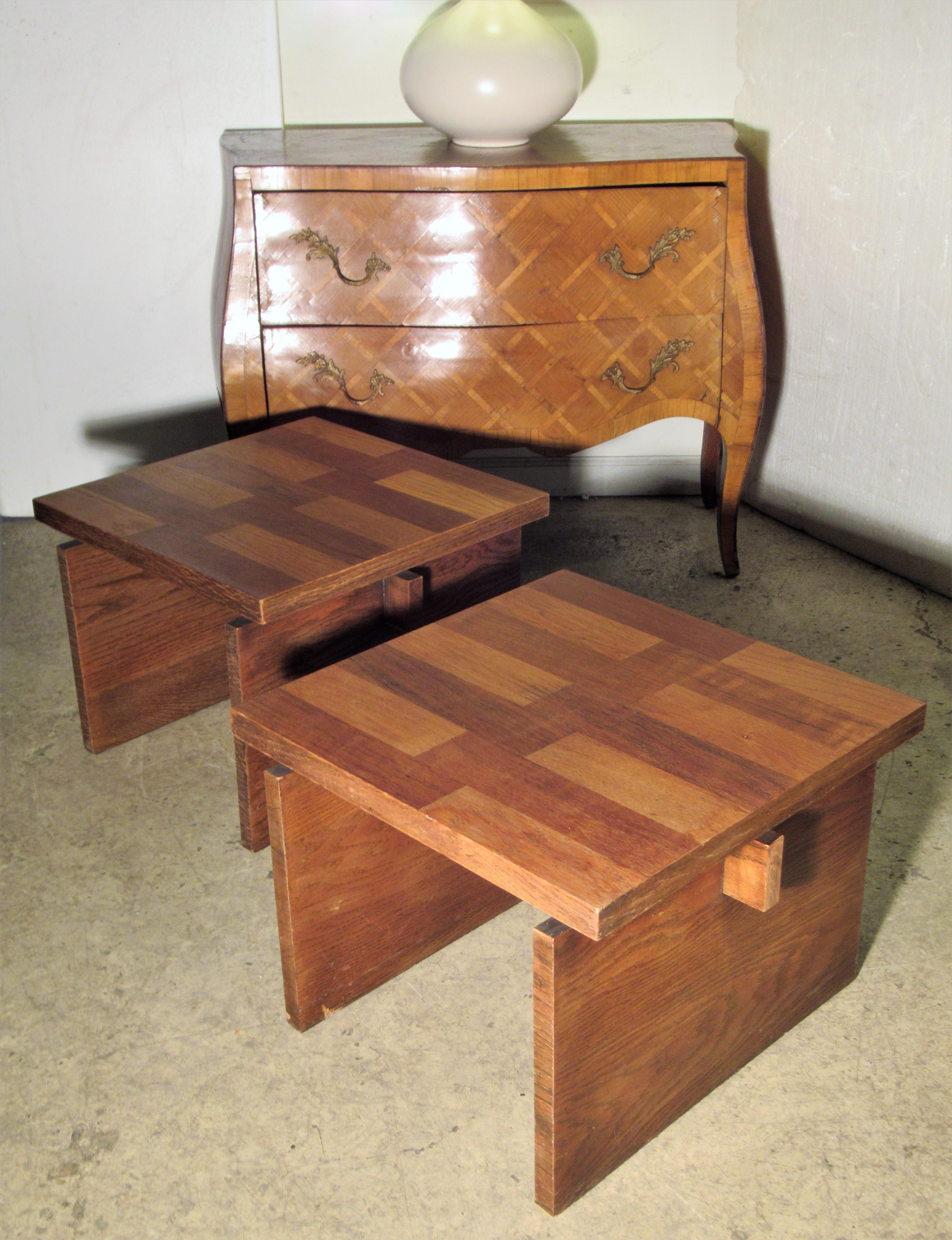  Oak Parquet Design End Tables by Lane Furniture 9