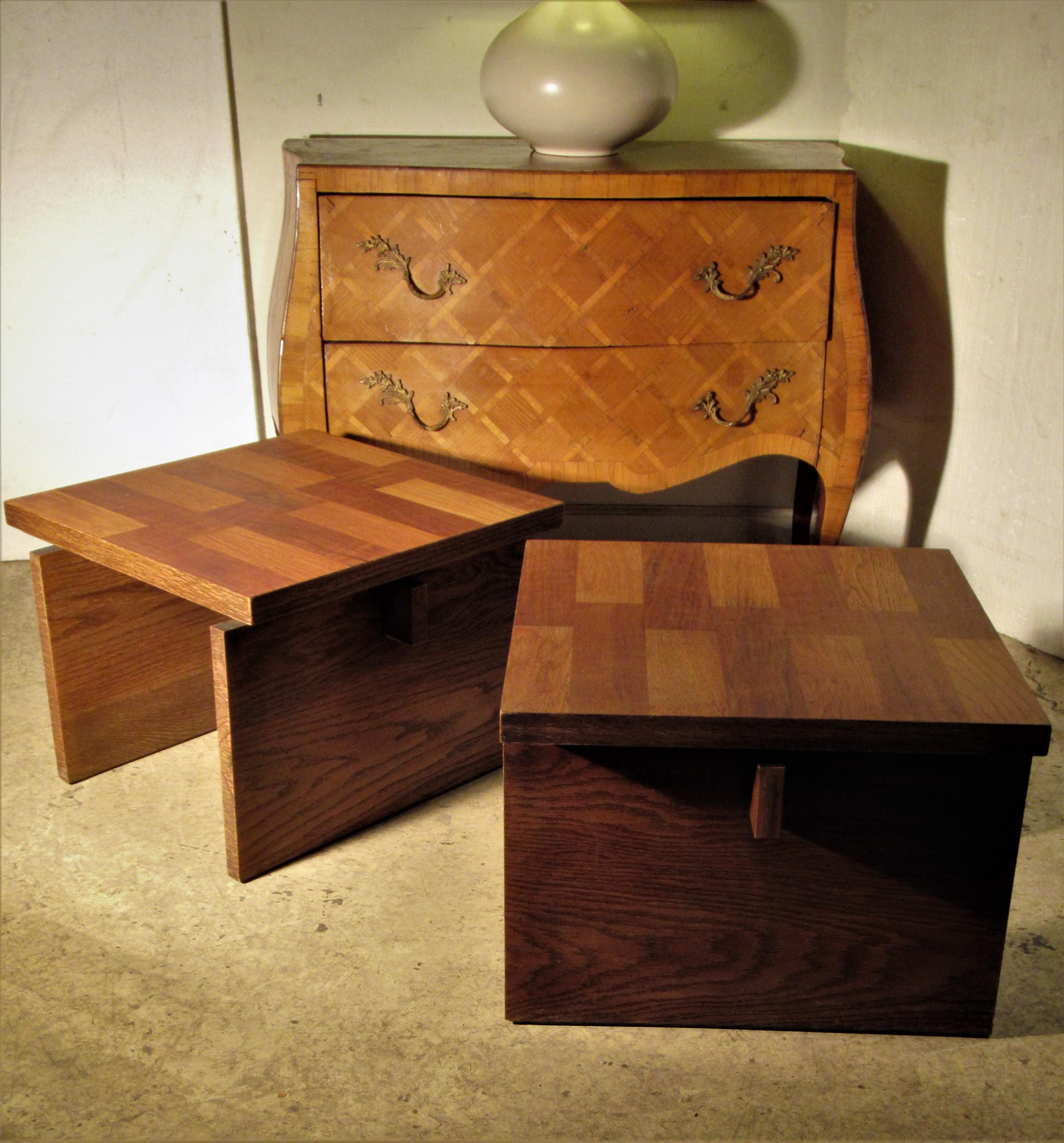  Oak Parquet Design End Tables by Lane Furniture 10