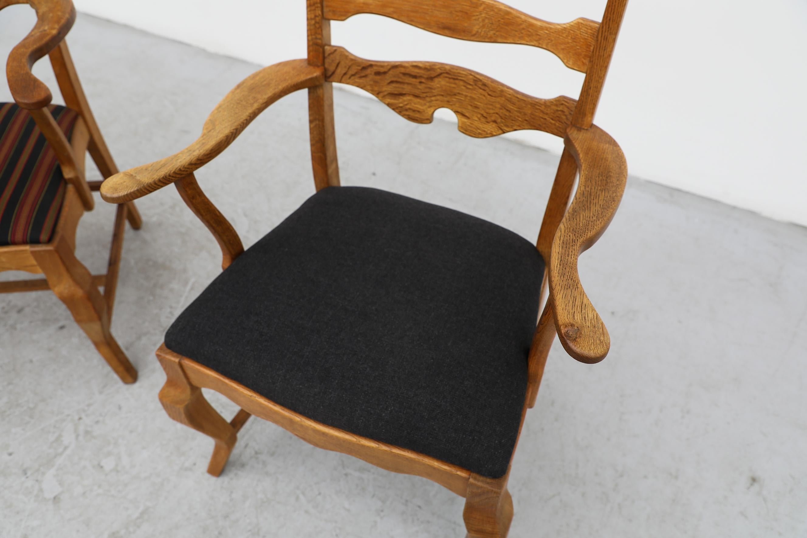 2 fauteuils brutalistes en chêne attribués à Henning Kjaernulf en vente 6