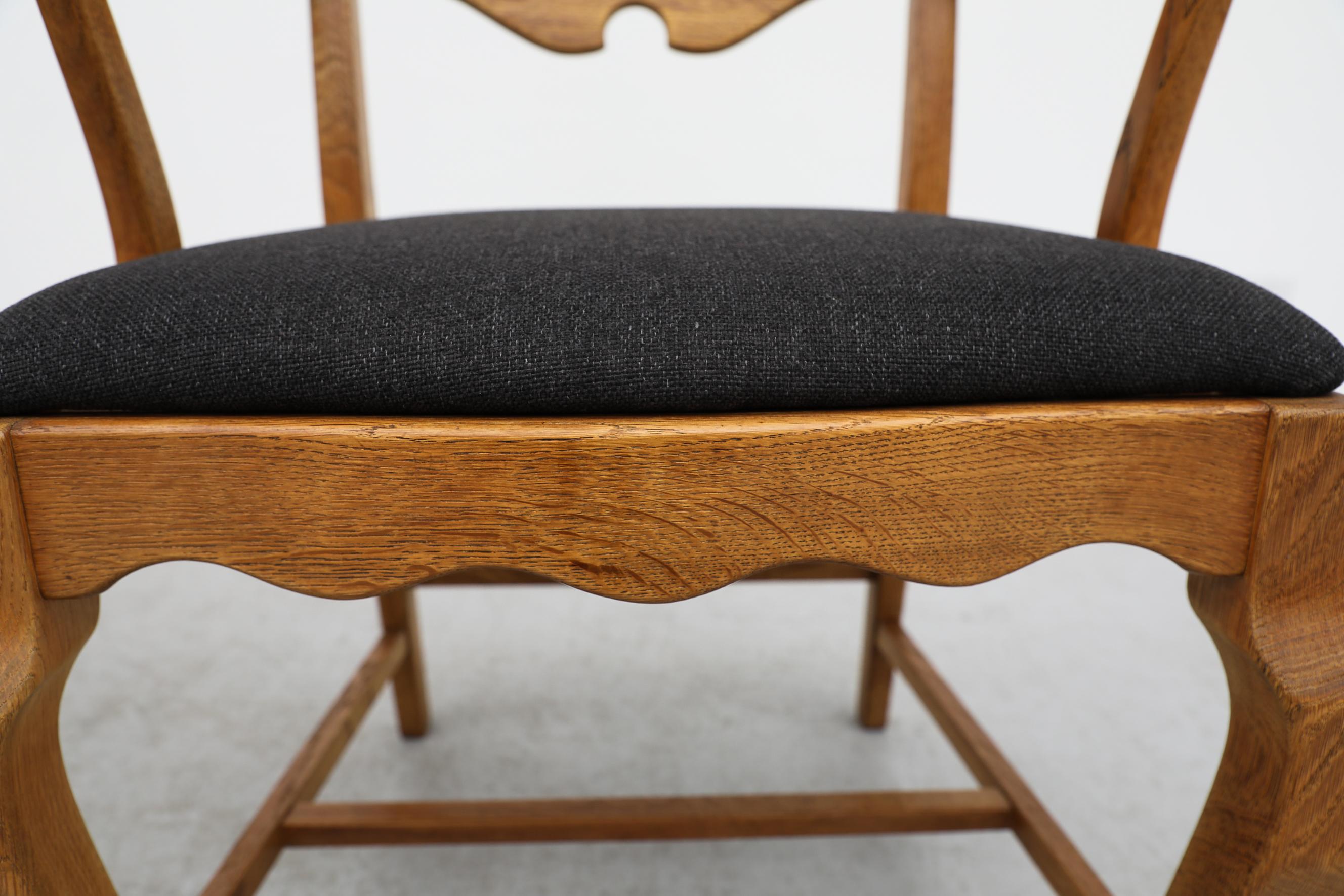2 Different Brutalist Oak Razorback Arm Chairs Attributed to Henning Kjaernulf For Sale 7