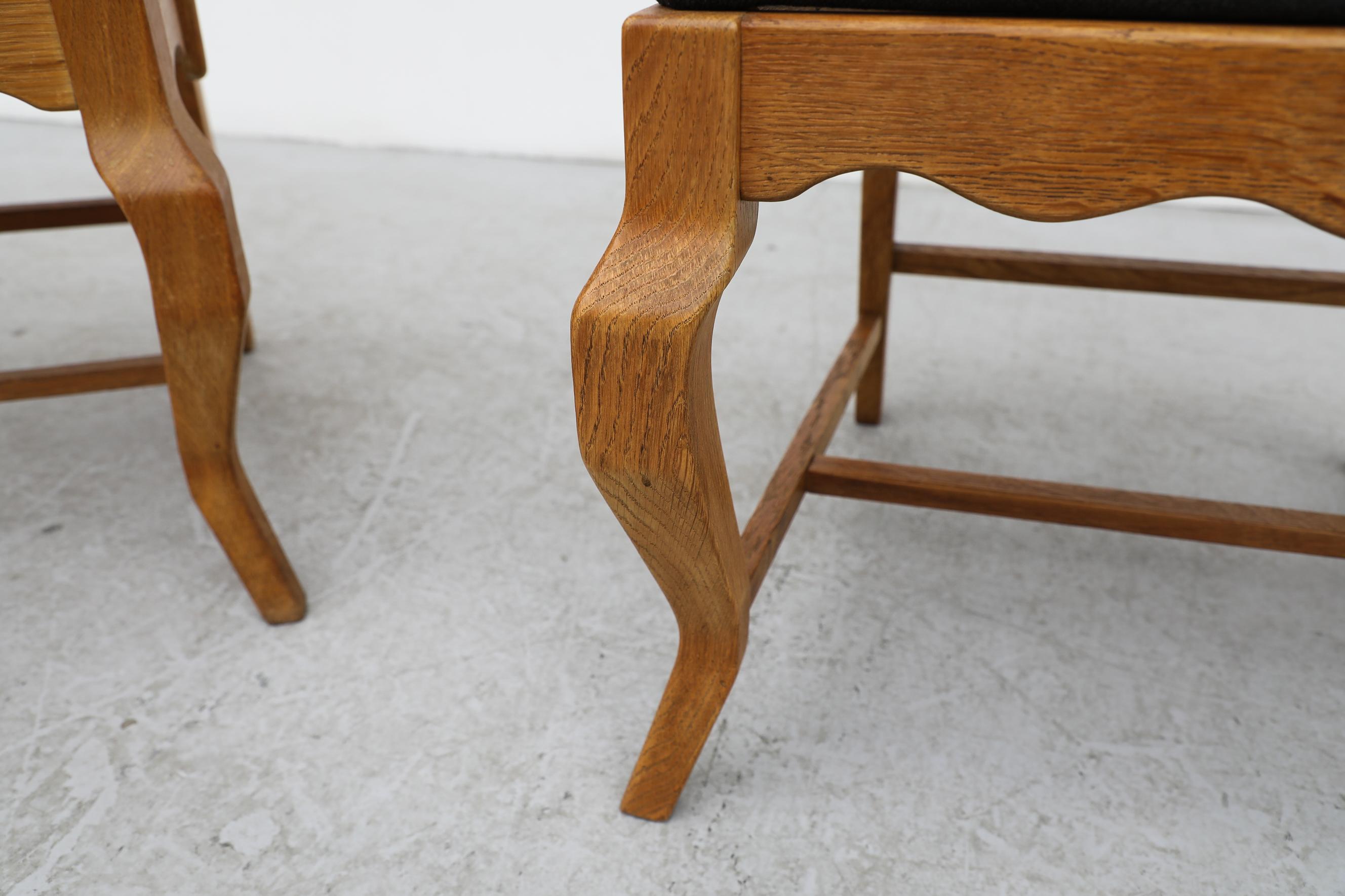 2 Different Brutalist Oak Razorback Arm Chairs Attributed to Henning Kjaernulf For Sale 8