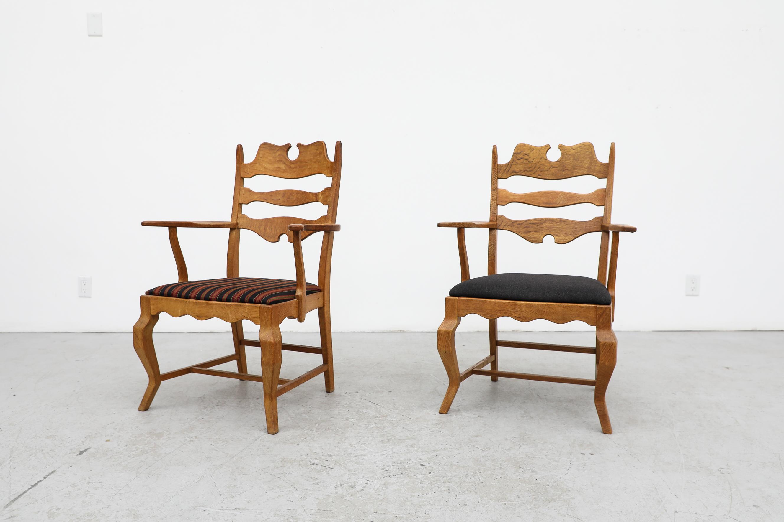 Mid-Century Modern 2 fauteuils brutalistes en chêne attribués à Henning Kjaernulf en vente