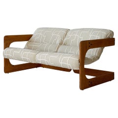 Brutalist Oak Settee by Lou Hodges