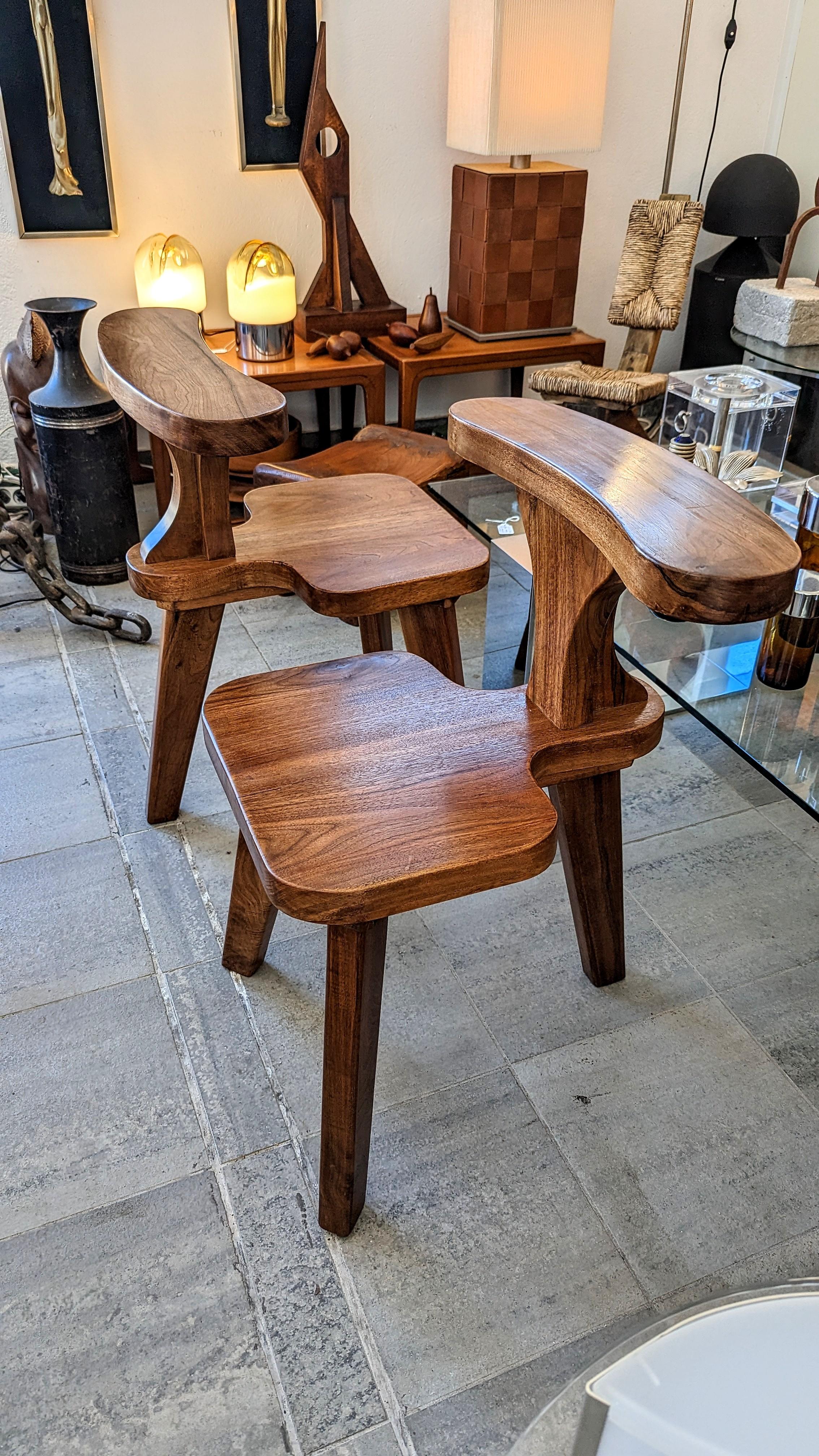 Brutalist Oak Smoking Chairs, 1960s For Sale 4