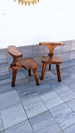 Brutalist Oak Smoking Chairs, 1960s