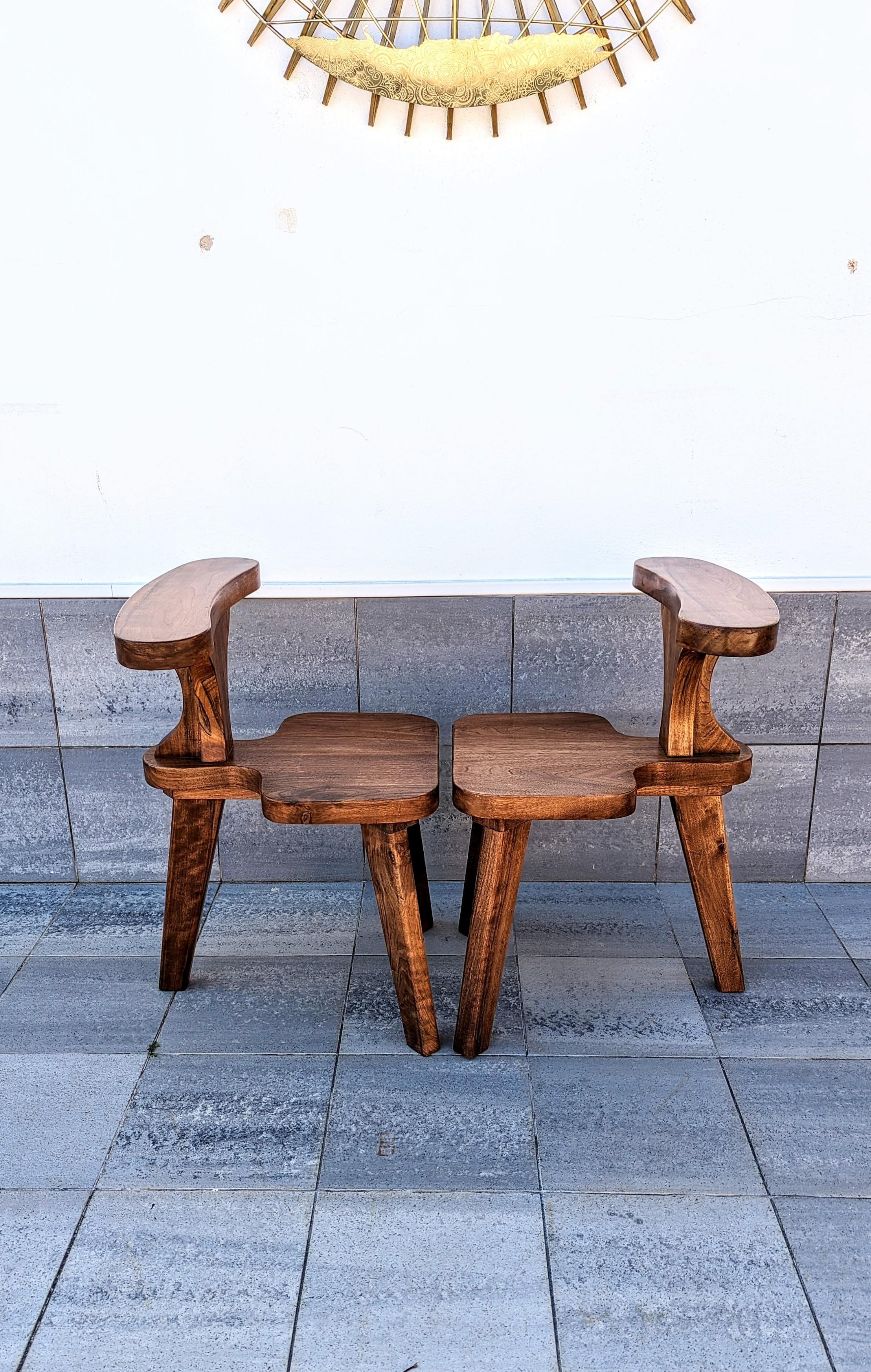 Persian Brutalist Oak Smoking Chairs, 1960s For Sale