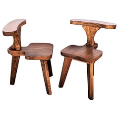 Chaises à fumer en chêne brutaliste, années 1960