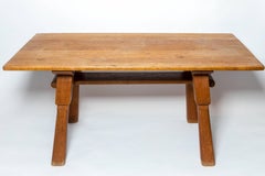Brutalist Oak Table in the Manner of Jean Touret