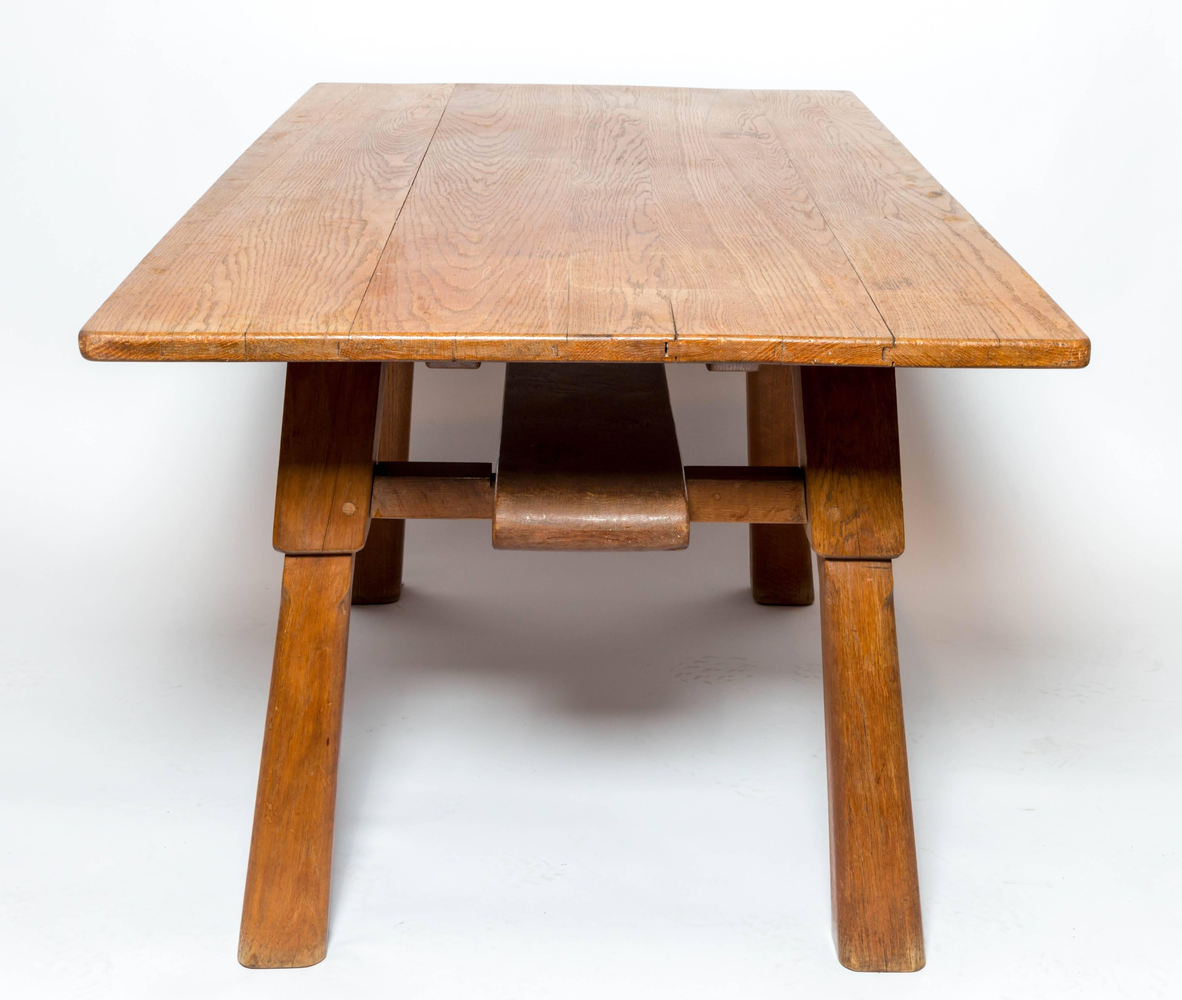 Brutalist Oak Table in the Manner of Jean Touret In Good Condition In New York City, NY