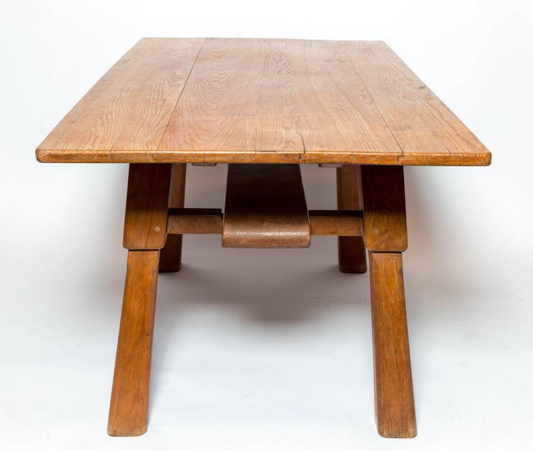 Brutalist Oak Table in the Manner of Jean Touret In Good Condition For Sale In New York City, NY
