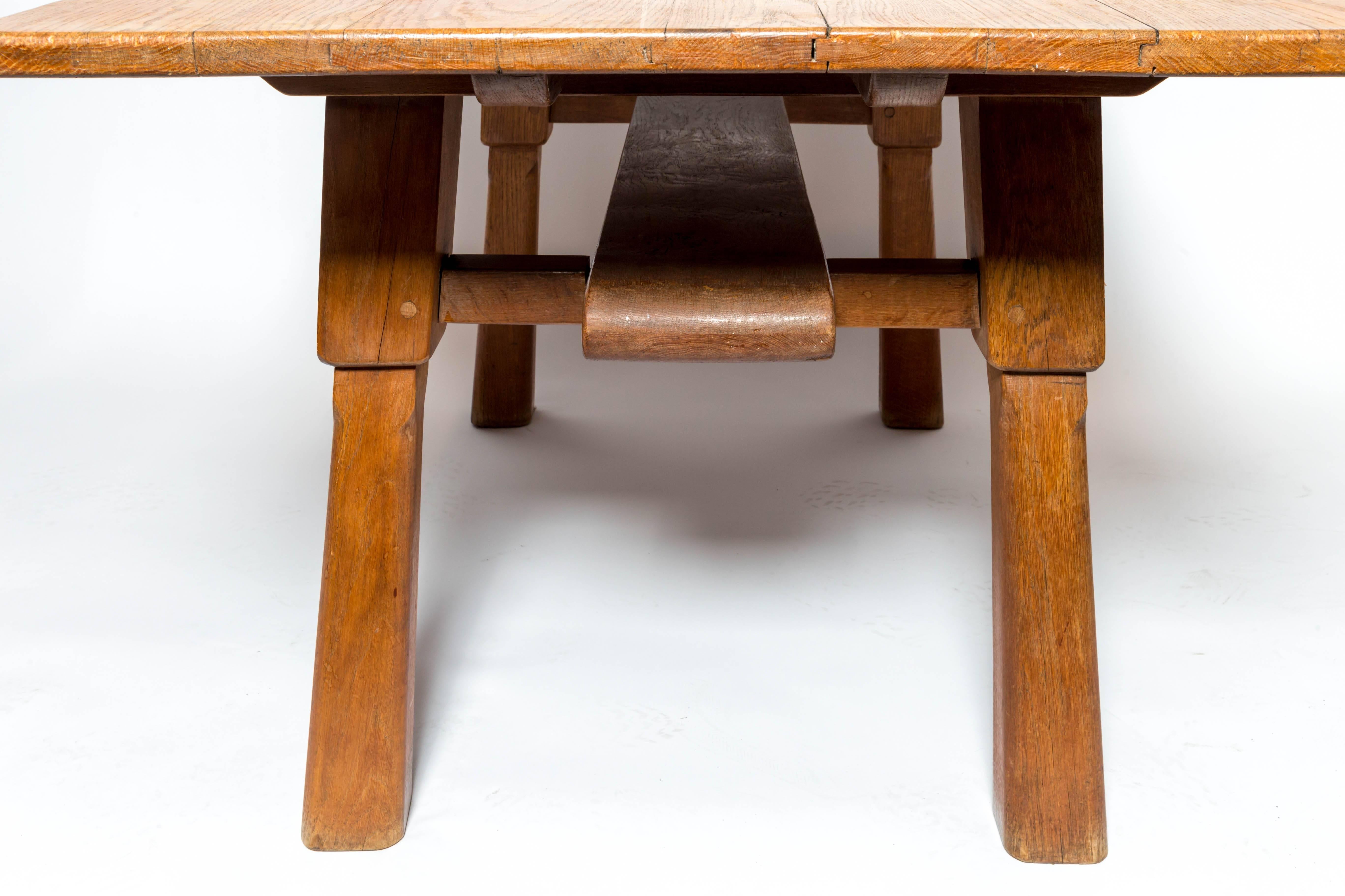 Mid-20th Century Brutalist Oak Table in the Manner of Jean Touret