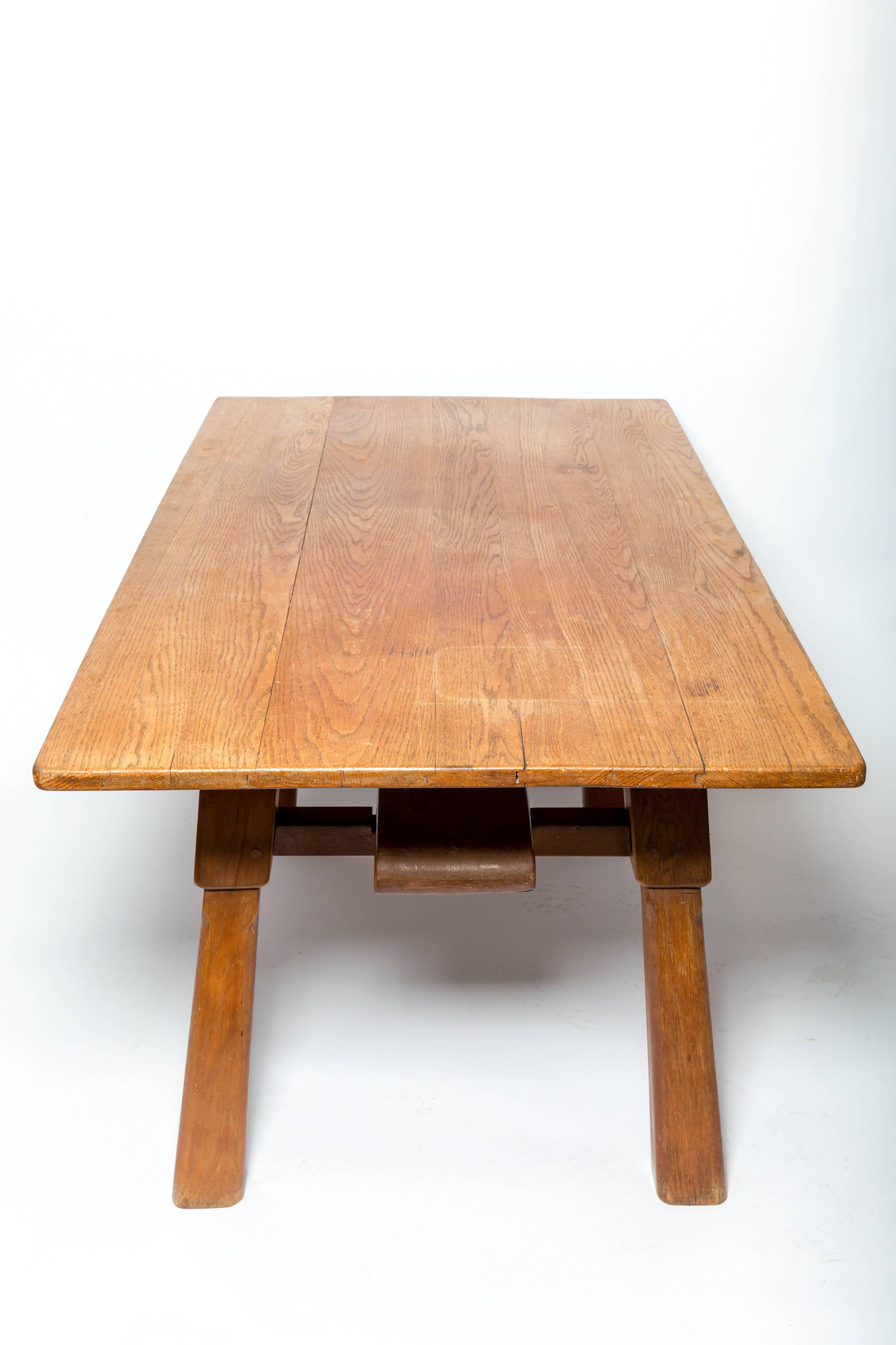 Brutalist Oak Table in the Manner of Jean Touret 2
