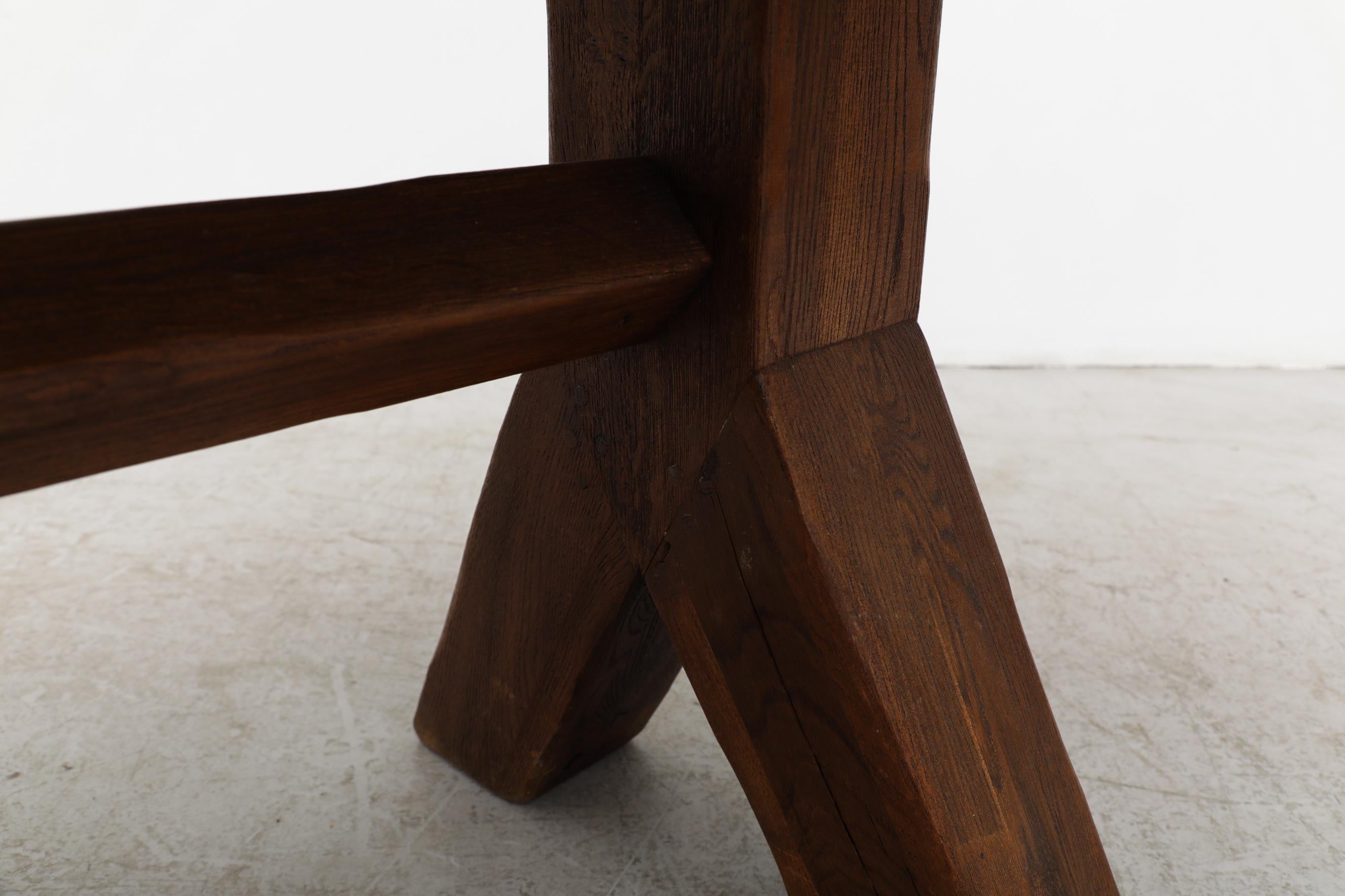 Brutalist Oak Trestle Table by DePuydt 7
