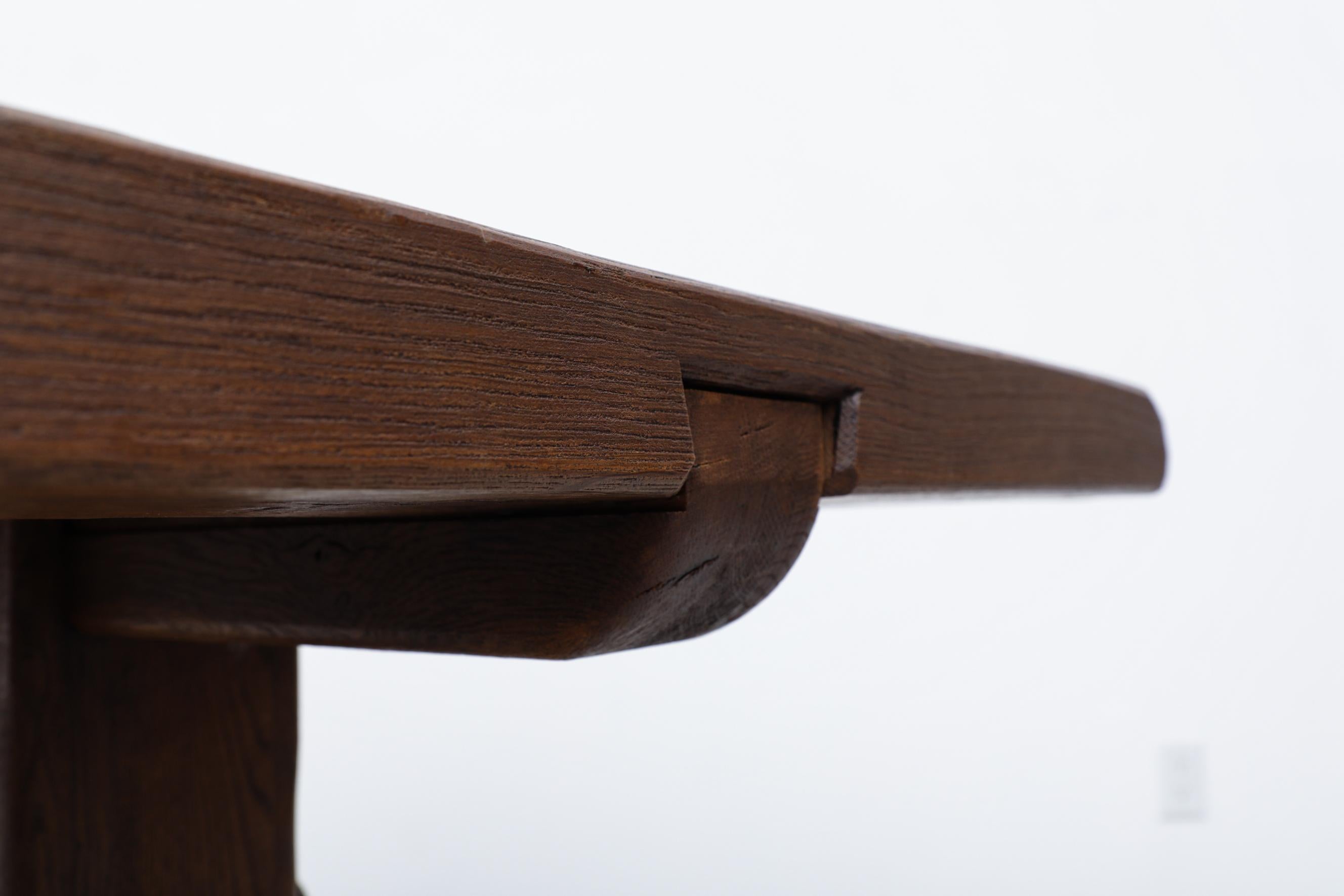 Brutalist Oak Trestle Table by DePuydt 8