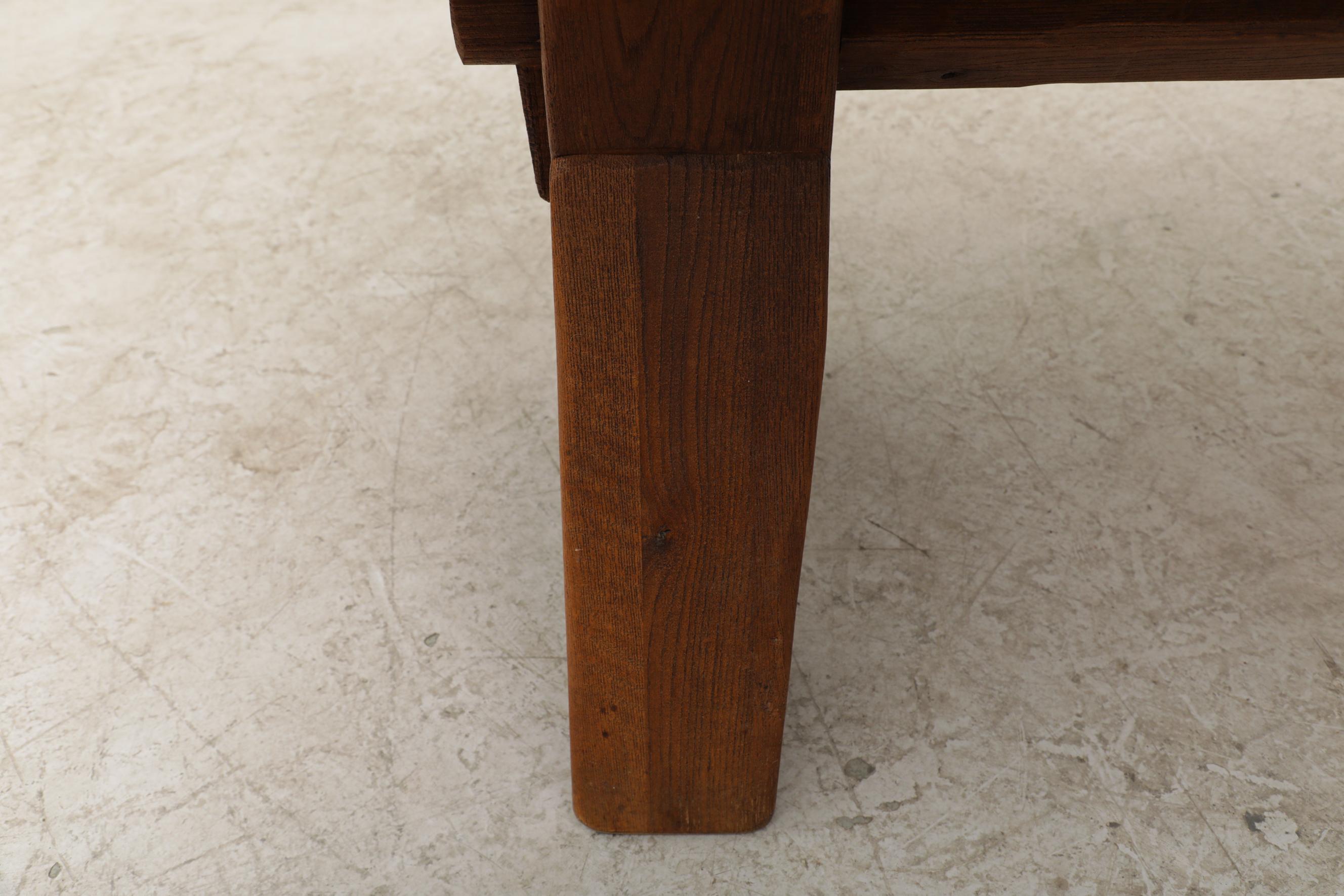 Brutalist Oak Trestle Table by DePuydt 9