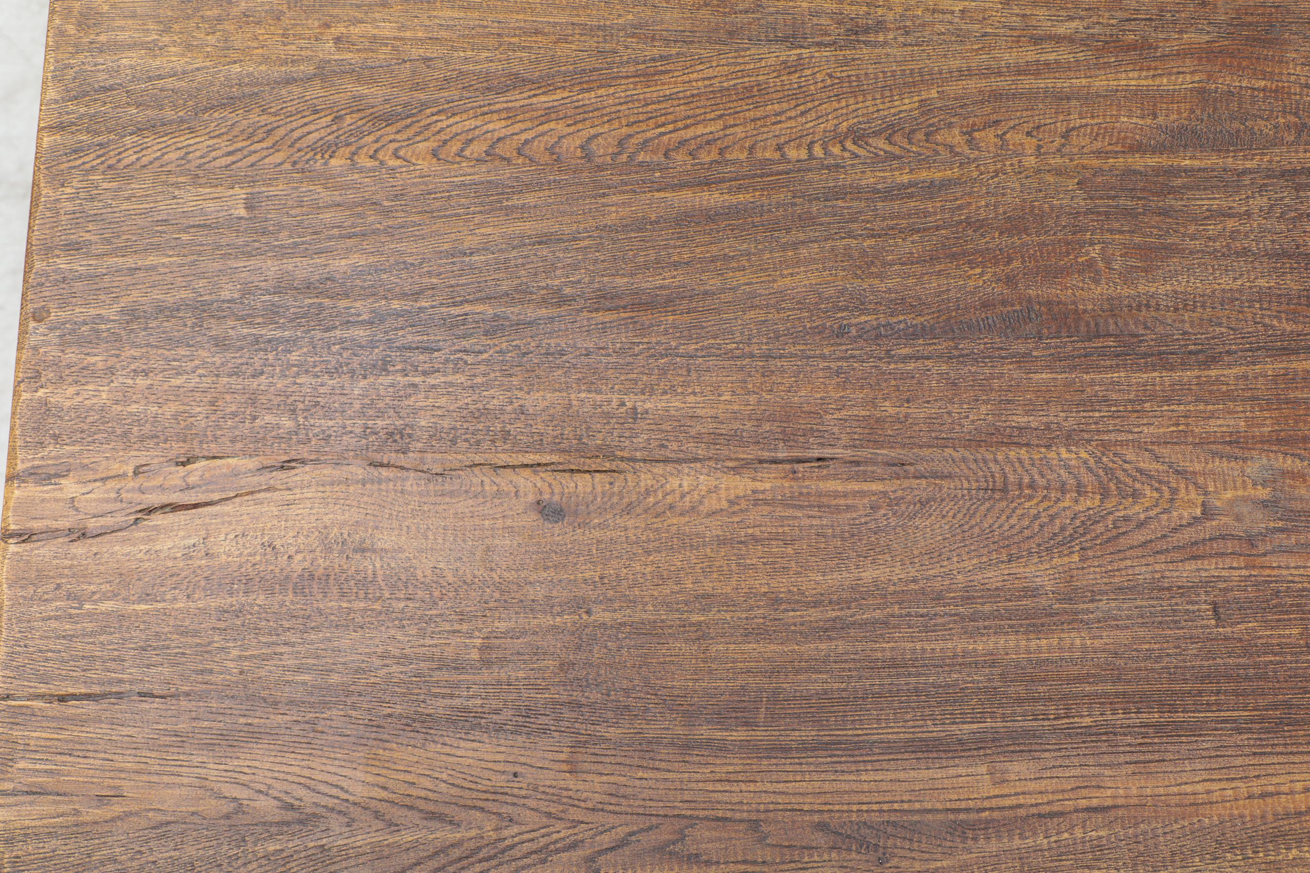 Brutalist Oak Trestle Table by DePuydt 10