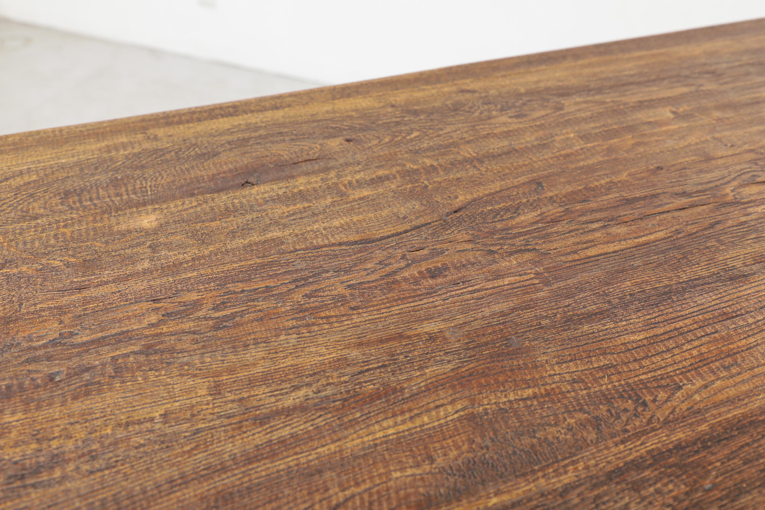 Brutalist Oak Trestle Table by DePuydt 11