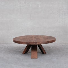 Brutalist Oak Tripod Mid-Century Coffee Table