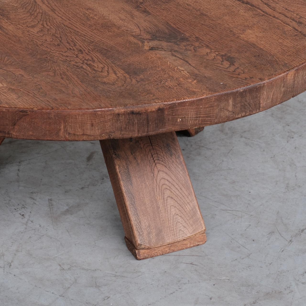 Brutalist Oak Tripod Mid-Century Coffee Table In Good Condition In London, GB