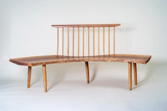 Brutalist Oak Wooden bench Vintage