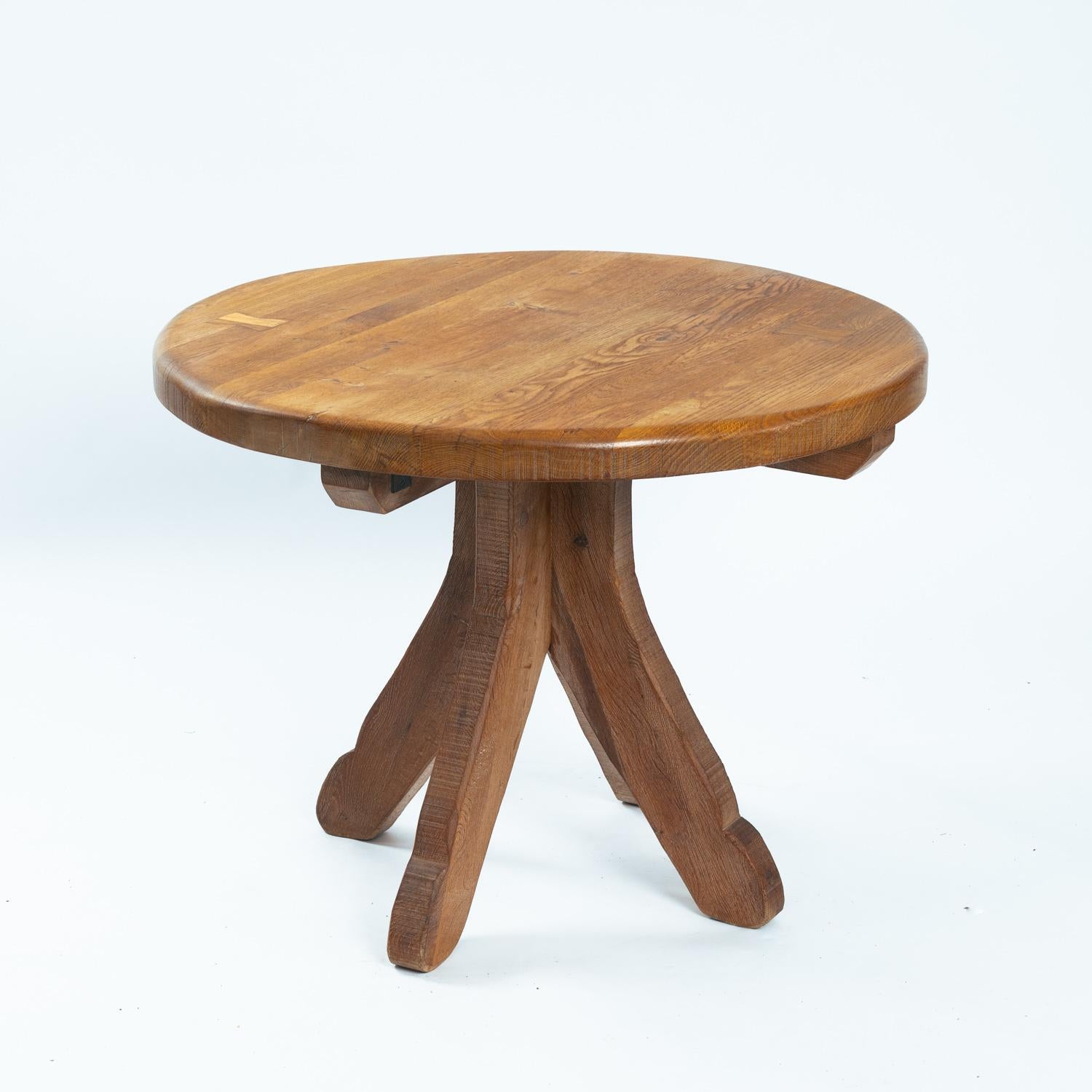 Brutalist oak wooden dining table by de Puydt, Belgium 1970s en vente 3