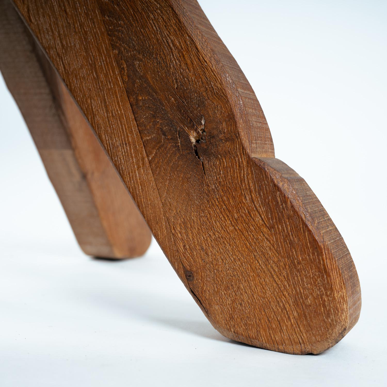 Brutalist oak wooden dining table by de Puydt, Belgium 1970s en vente 9